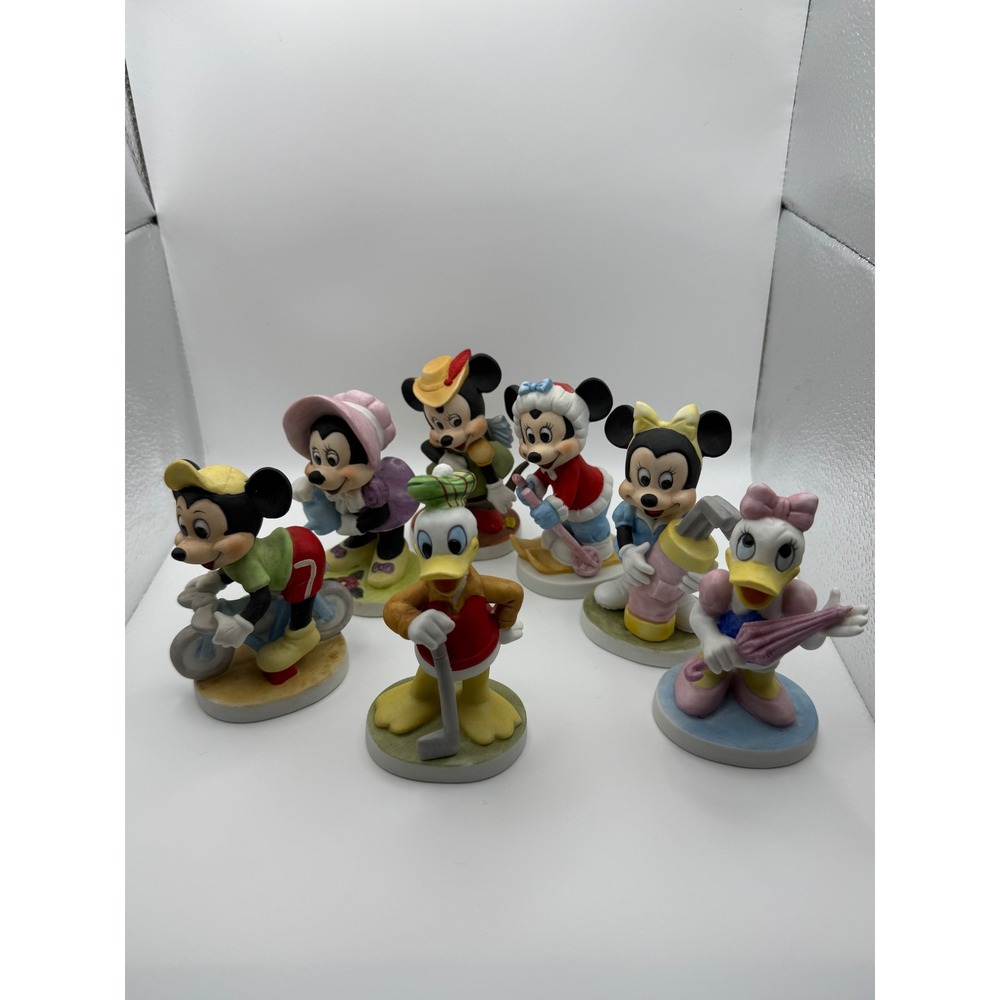 VTG Walt Disney Productions Bisque Figurine Lot Mickey Minnie Donald Daisy Duck